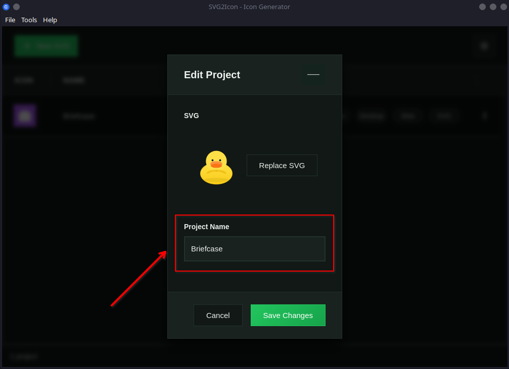 Select project name field