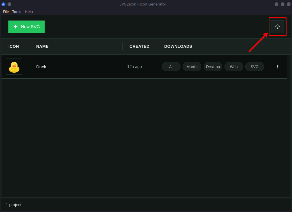 Click Settings button